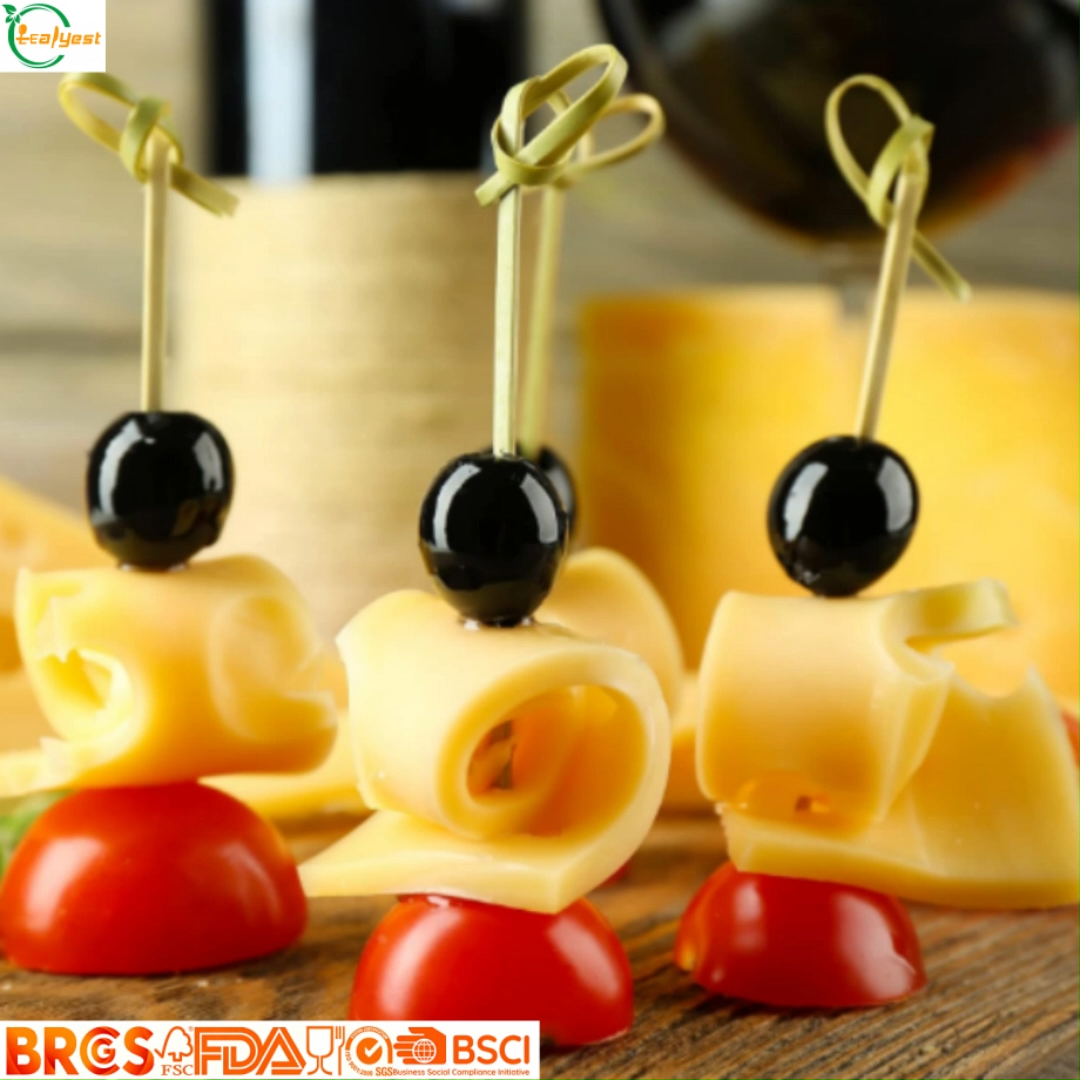 Großhandel Bambus Knoten Picks Einweg Schlaufen Cocktail Picks Dekorative Bambus Obstspieße