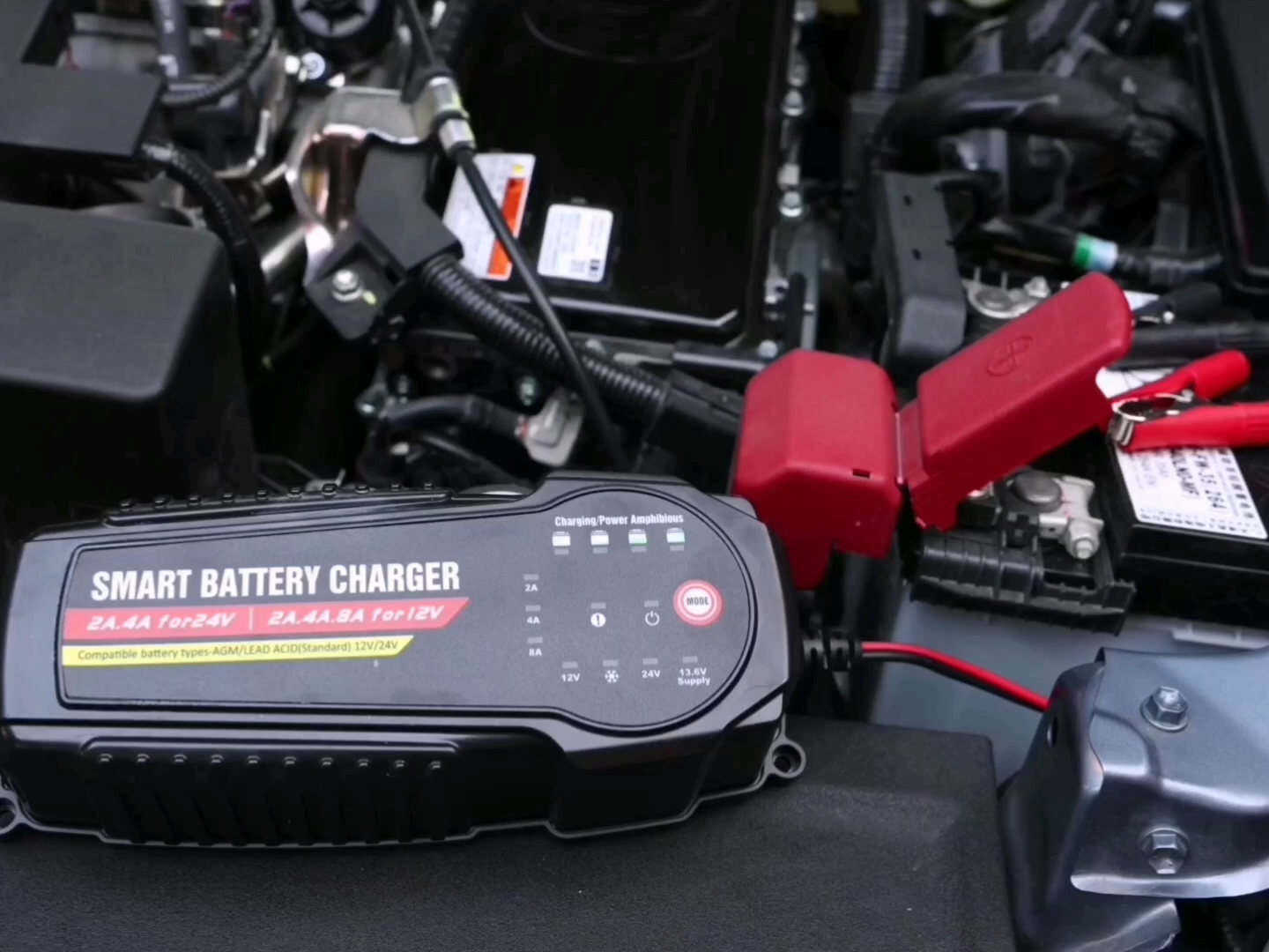 8A Automotive Battery Charger 12v / 24v Smart Battery Maintainer Trickle Charger for Car Motorcycle Boat Marine