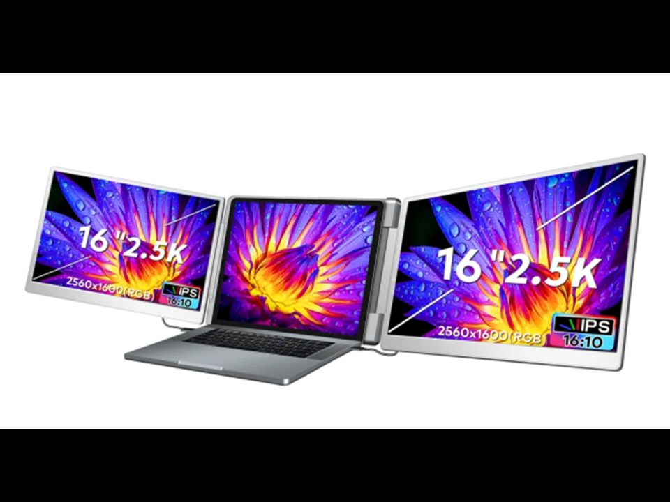 Écrans ETEK 2*15,4 pouces FHD IPS, compatibles avec les ordinateurs portables de 15,6 à 18,5 pouces, dotés d'une interface Type-C avec prise en charge HDR. Moniteurs portables pour ordinateurs portables.