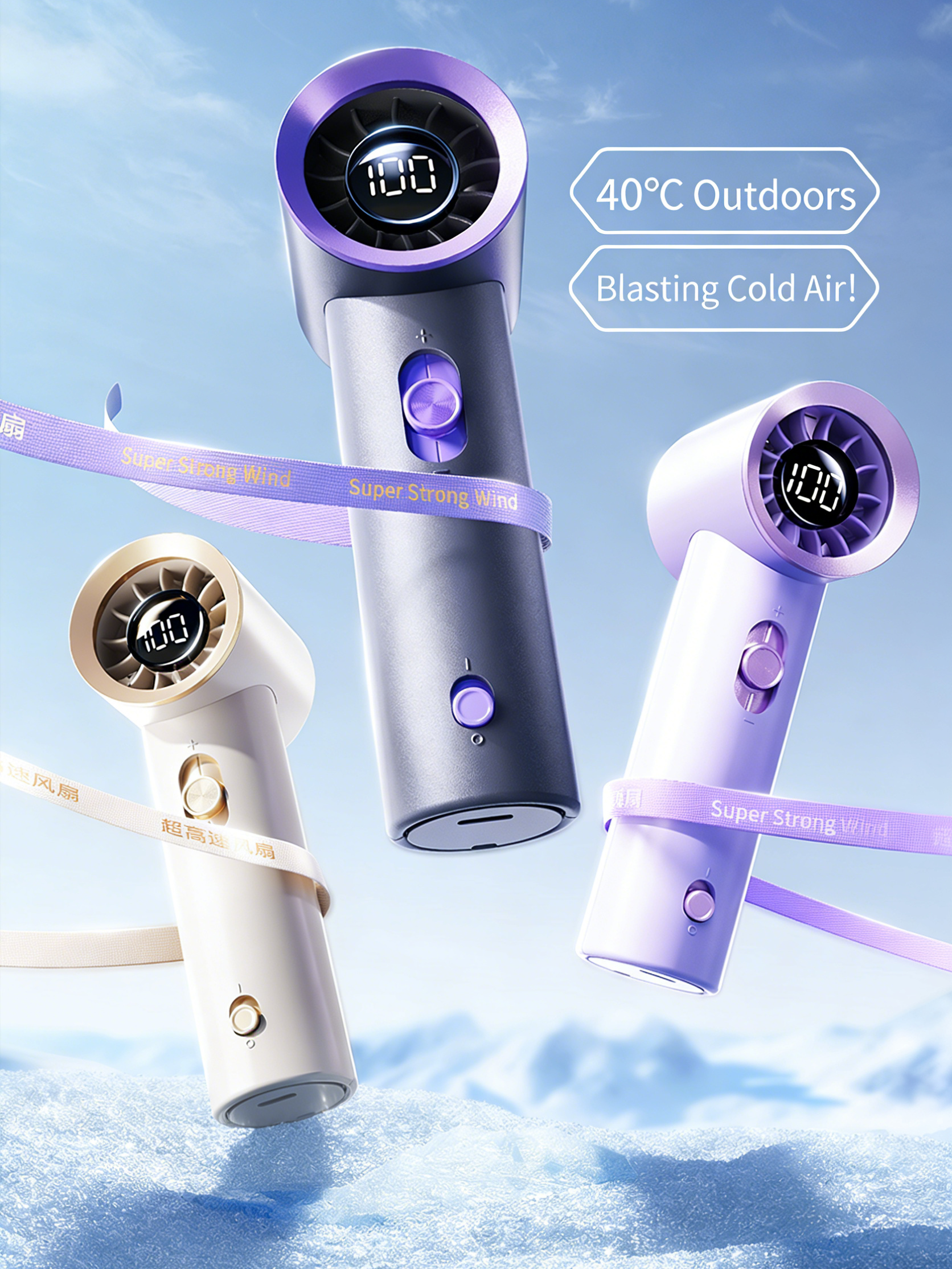 Conception ultra-légère : ventilateur à main ou à suspendre au cou, se range facilement dans les bagages/sacs à dos pour des voyages confortables.