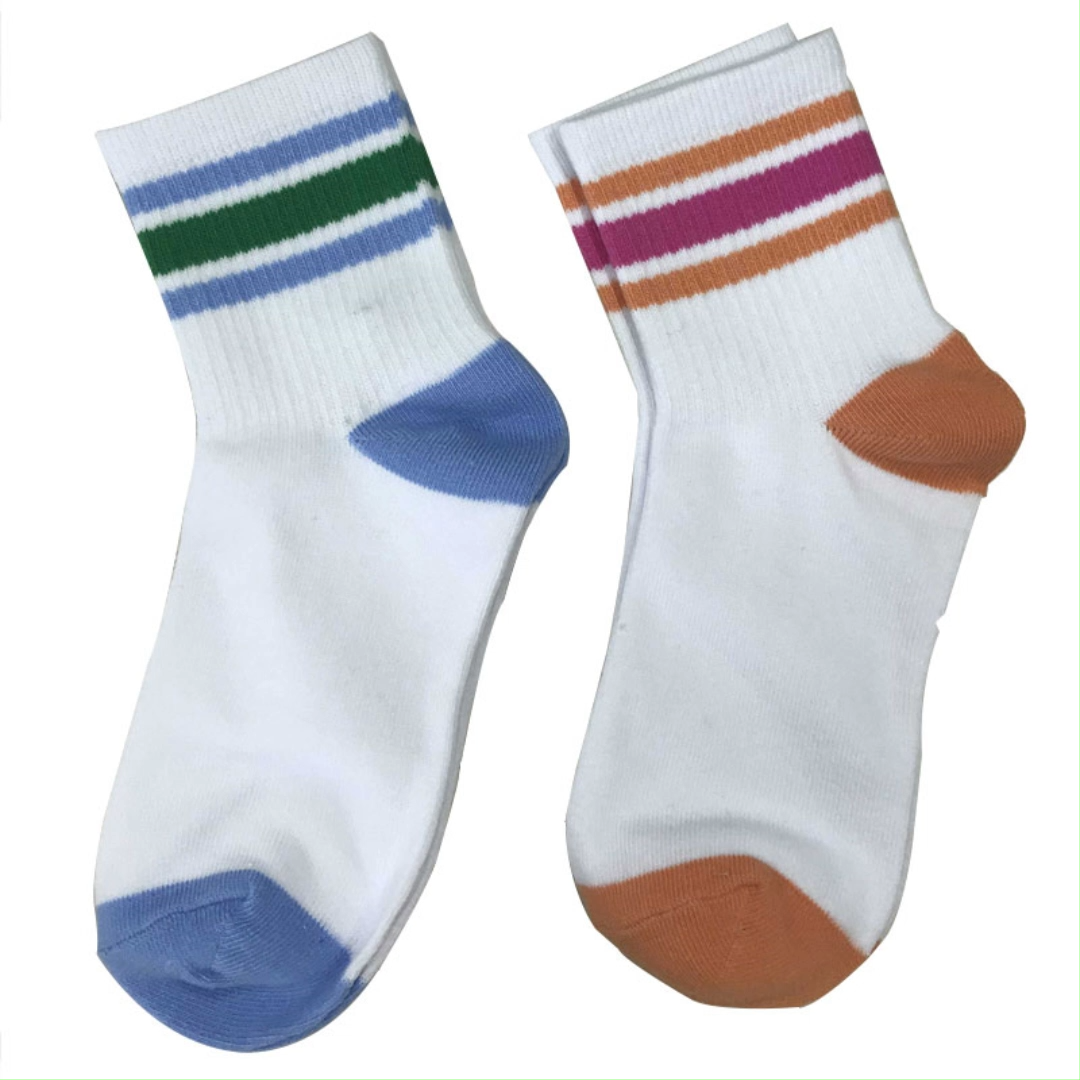 Cheap Price Manufacturer Ladies 75% cotton 23% polyester 2% spandex knitted 2PK demi crew socks