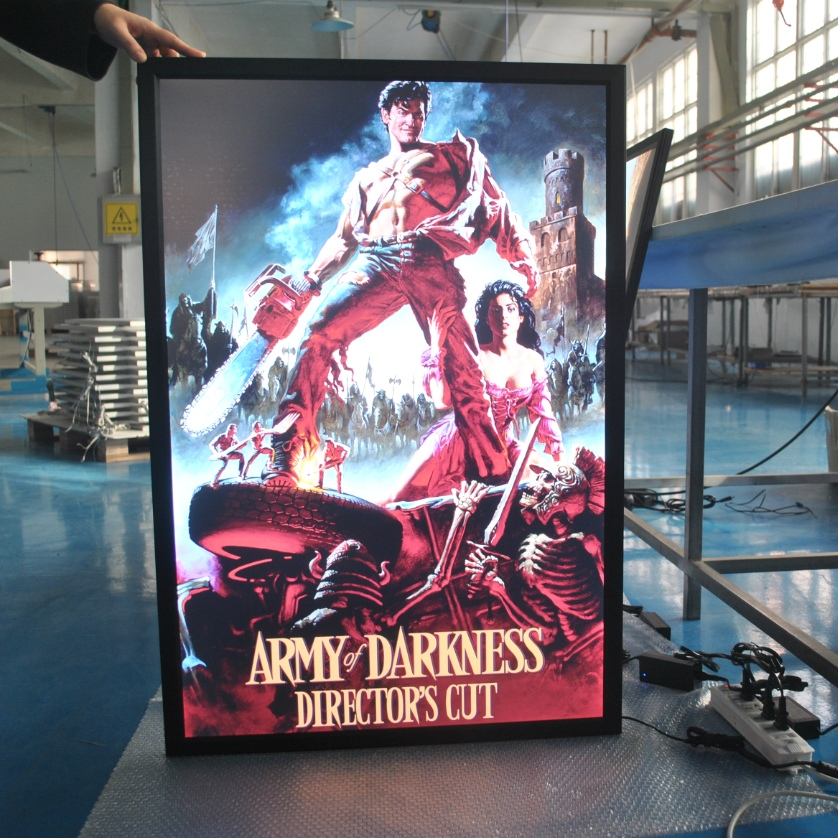 Marcos de luz LED A1A2 con panel retroiluminado para carteles de películas, marco LED a presión de alta calidad para cines