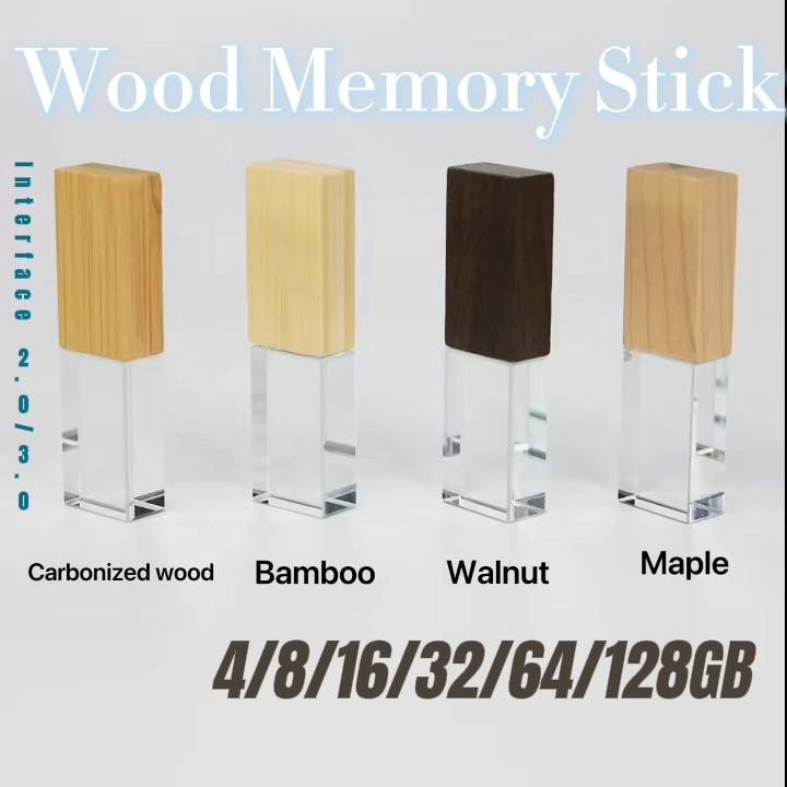 Benutzerdefinierter 3D-Logo USB 3.0 Stick aus Holz, Acryl, Kristall, 4GB 8GB 16GB 32GB 64GB USB-Stick Kristall USB-Flash-Laufwerk