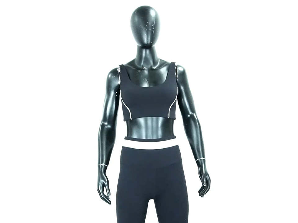 Soutien-gorge de sport noir à fort impact | Bretelles réglables à séchage rapide et évacuant la transpiration, fermeture à agrafe et œillet + Technologie BettyFlex