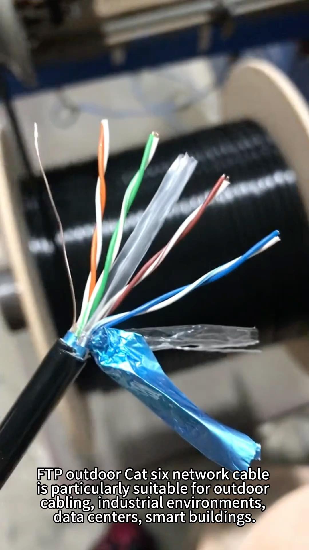 CAT6 Network Cable 1000FT Outdoor Weatherproof 23AWG CCA 550MHz Cable FTP PE Jacket Wire Solid Direct Burial UV