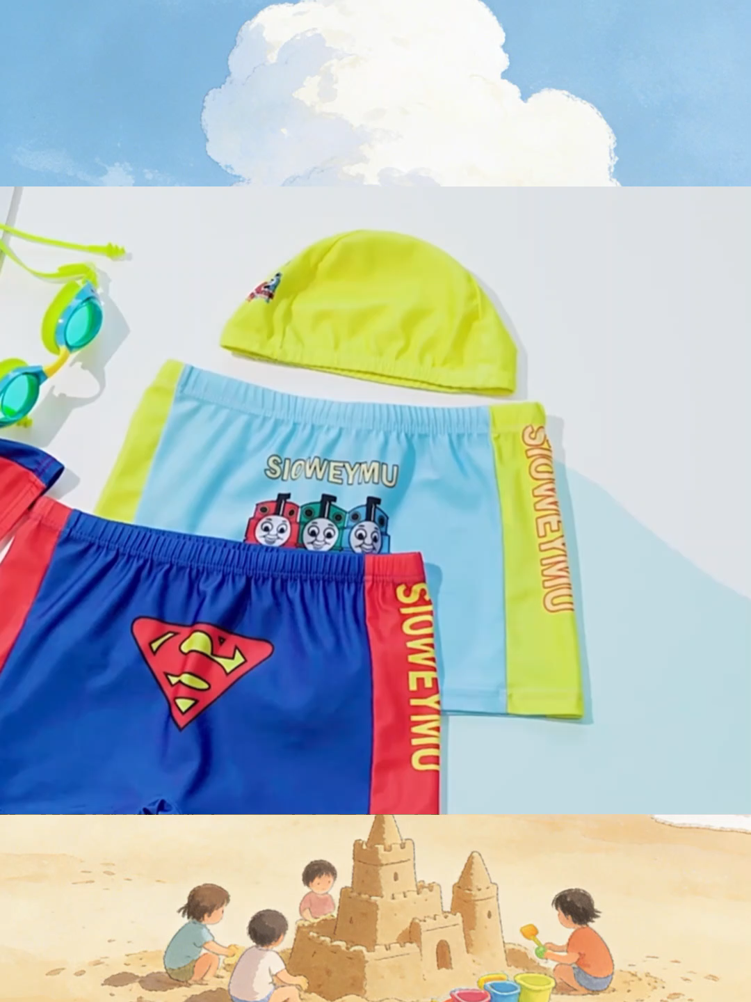 Custom Children Swimwear Cute Cartoon Kids Bathing Suit Plus Size Boys Girls One-piece Swimsuits