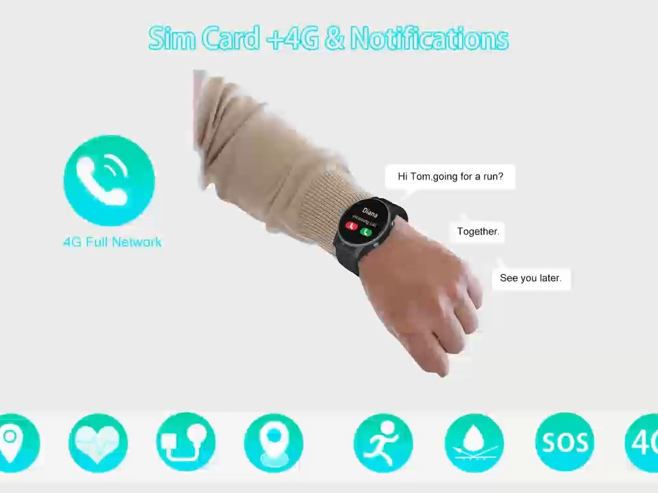 L23 Elderly Android 9.0 Health Watch with GPS Tracking, SOS Calling, Geo-fence Alarm for Senior Living Alone SOS Watch