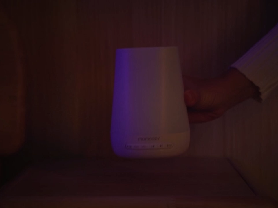 Smart White Noise Machine with App Control & Night Light-34 Soothing Sounds, Timer, Sleep Routine, 7-Color LED, Wood Grain