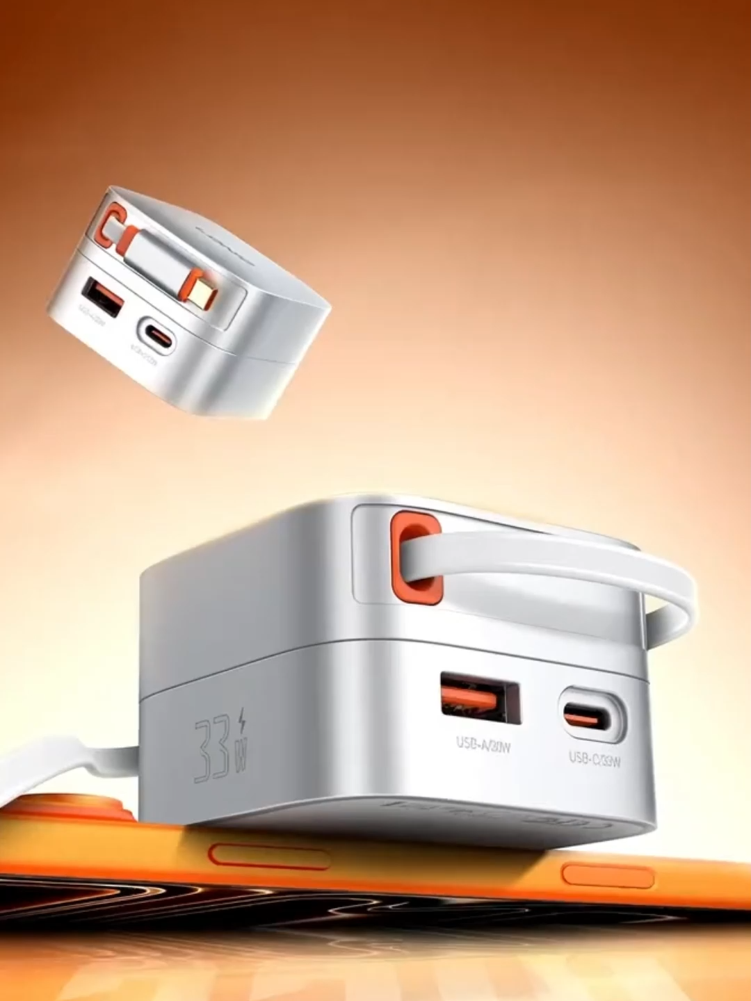 Cargador de Teléfono LDNIO Q9 con Cables Retráctiles, Carga PD, Cargador Móvil 3 en 1, Carga Rápida 33W