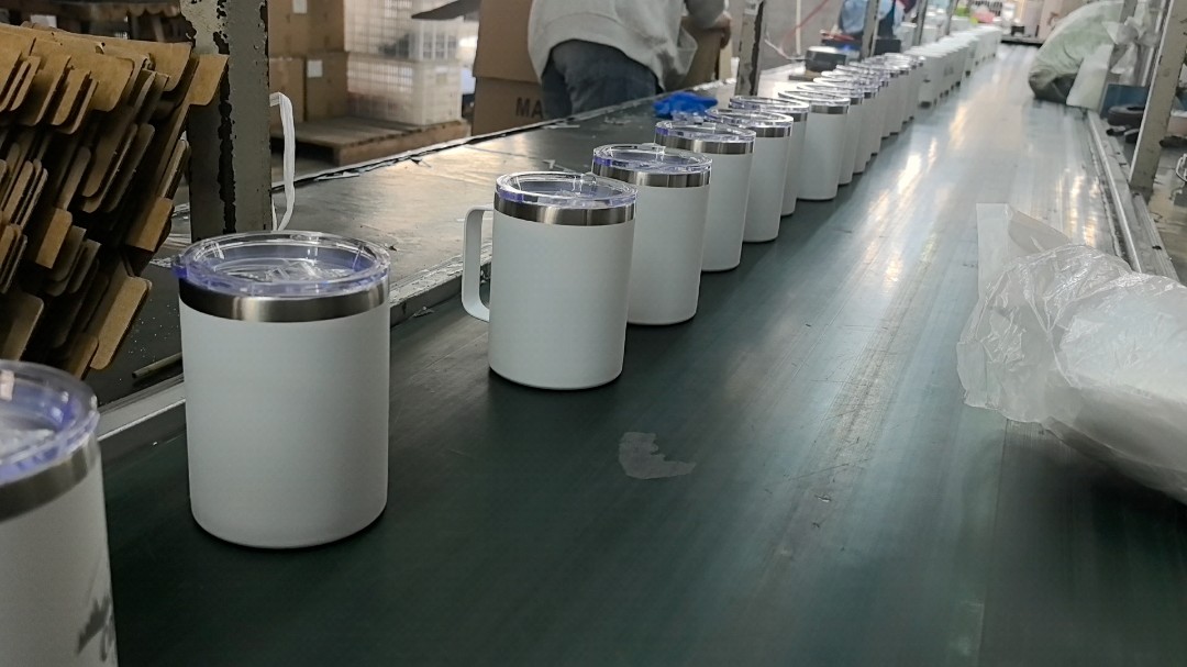 12oz Custom Double Wall Camping Stainless Steel BPA Free Powder Coated Insulated Coffee Travel Mug