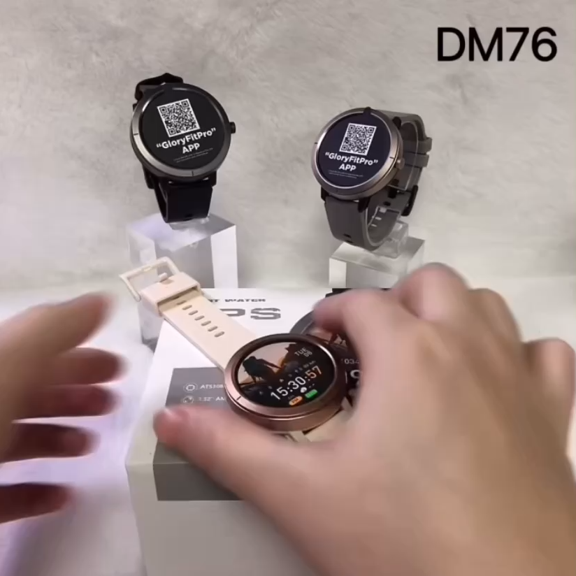 Relógio Inteligente OEM ODM DM76 de 1,32 polegadas com Identificador de Chamadas, CPU Automático de Aço Inoxidável, Partilha de Viagens, Alarme Automático e Chamada de Emergência