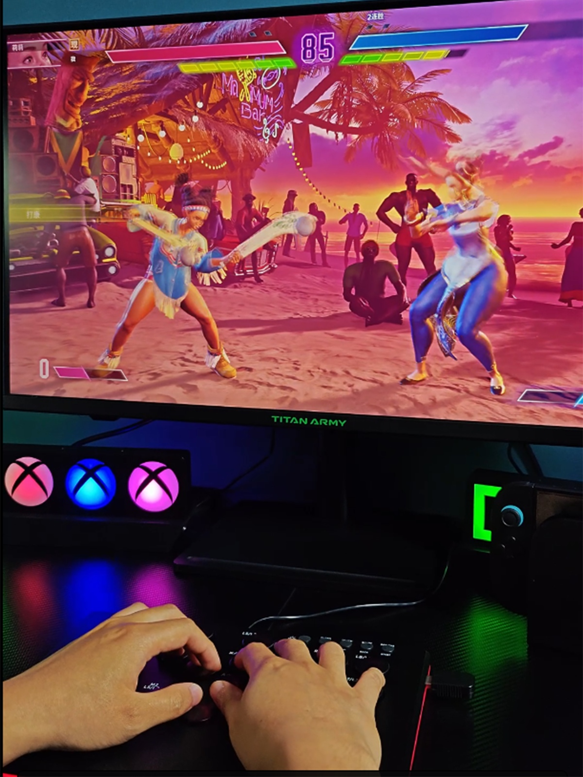 HONSON Arcade Stick 14 Botones Controlador All-Button Street Fighter para PC/PS3/PS4/Switch/Steam - Mando Arcade Profesional