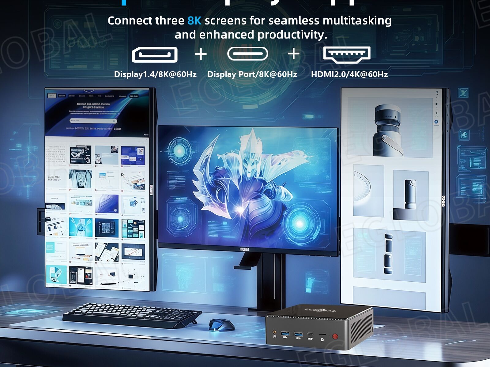 Mini PC Gaming Generasi ke-14 Ultra 9 185H/Ultra 7 155H/Ultra 5 125H, Windows 11 USB3.2 Gen2 HDMI Type-C 2*DDR5 RAM Komputer Desktop Mini Gaming