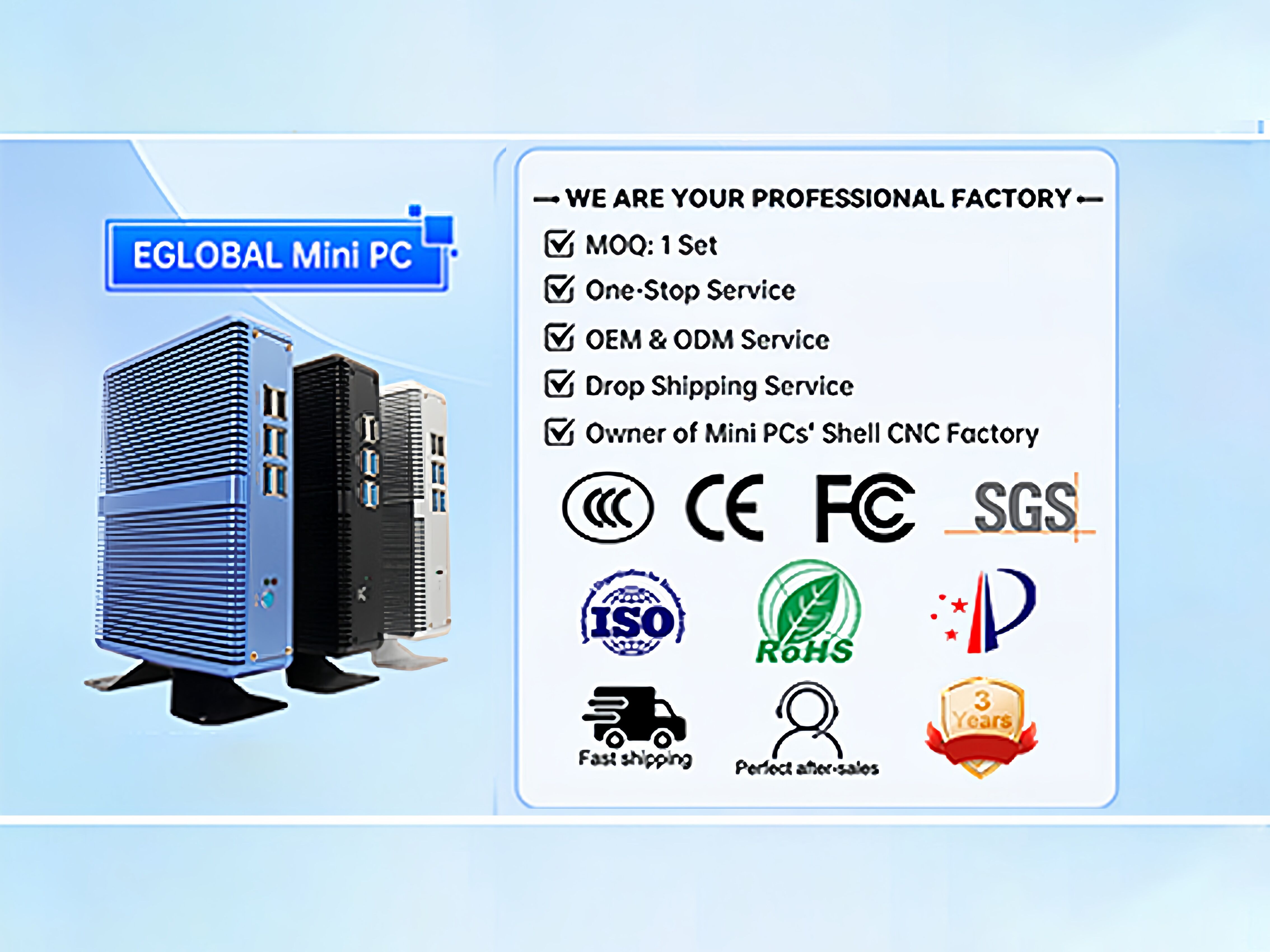 EGLOBAL Mini PC Industriel Fanless Abordable avec Intel Core i5 10 Cœurs 12 Threads, Support 32 Go RAM DDR5, 2 COM, Affichage HD, SSD/HDD