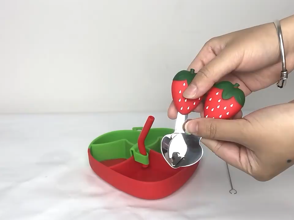 Babybesteck 304 Edelstahl Kindergabel Löffel Kinder Bestecksets mit kreativem Cartoon-Griff 2-teiliges Geschirrset