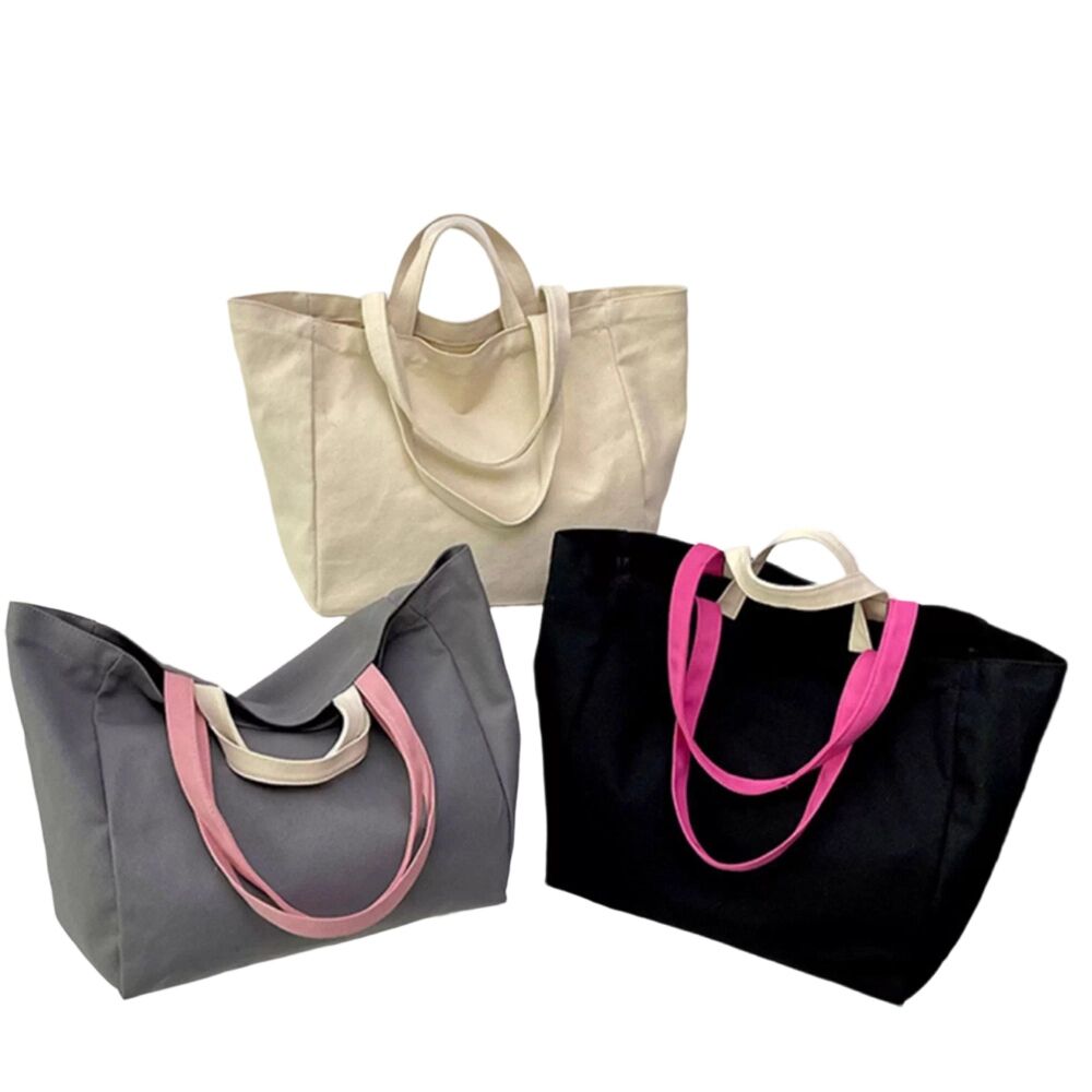Large Capacity Cotton Fabric Tote Bag With Custom Logo Natural Large Canvas Tote Bag