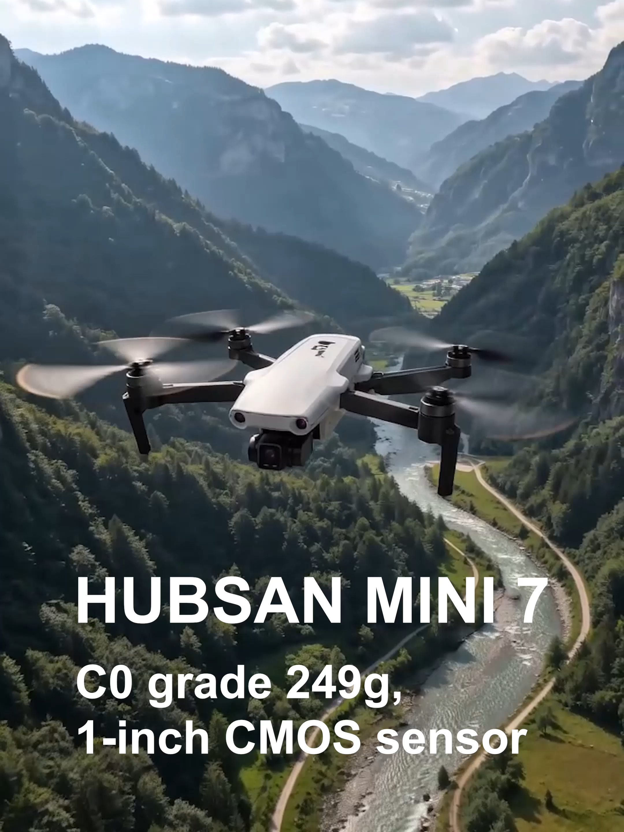 طائرات درون احترافية سهلة التحكم مع كاميرا - HUBSAN MINI 7 WiFi، طائرة بشاشة ووحدة تحكم ذكية، درون قابلة للطي