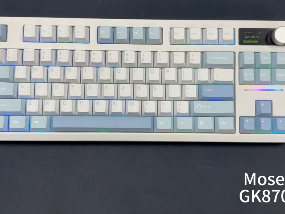 Mosen Professional 82 Keys Mechanical Keyboard,Gaming Keyboard,Tri mode Keyboard,RGB,With Aluminum Knob, For Office