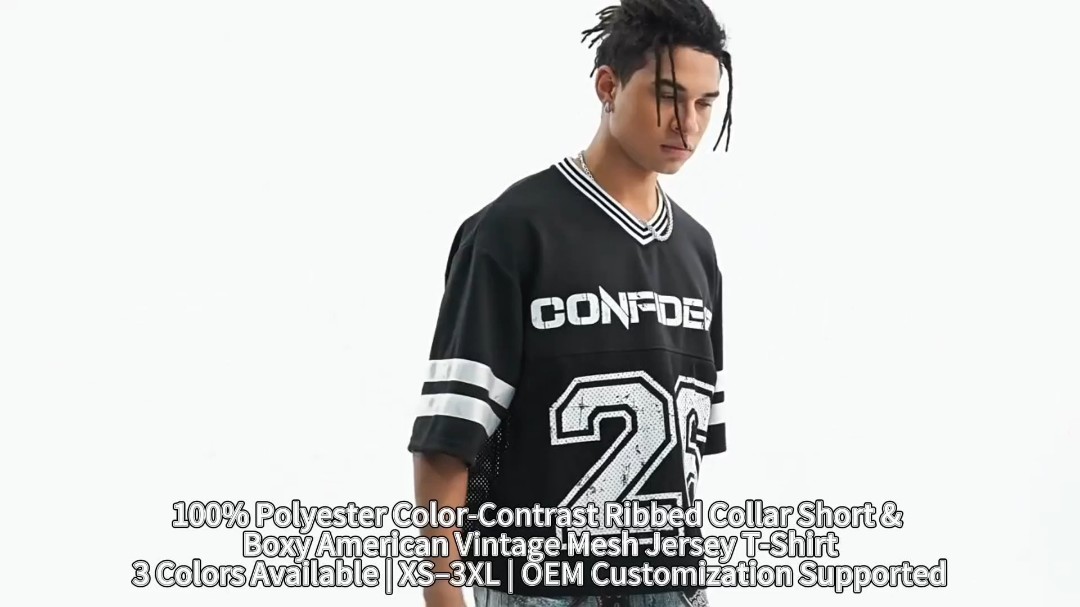 Personnalisé À Séchage Rapide V Cou Impression Rétro Jersey De Football Surdimensionné Boxy T-shirt Hommes Basket-Ball Récolte Maille Maillot De Football