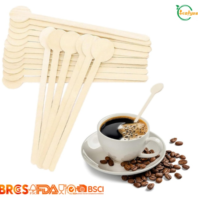 Disposable Wooden Round-head Coffee Stirrers China Direct Factory