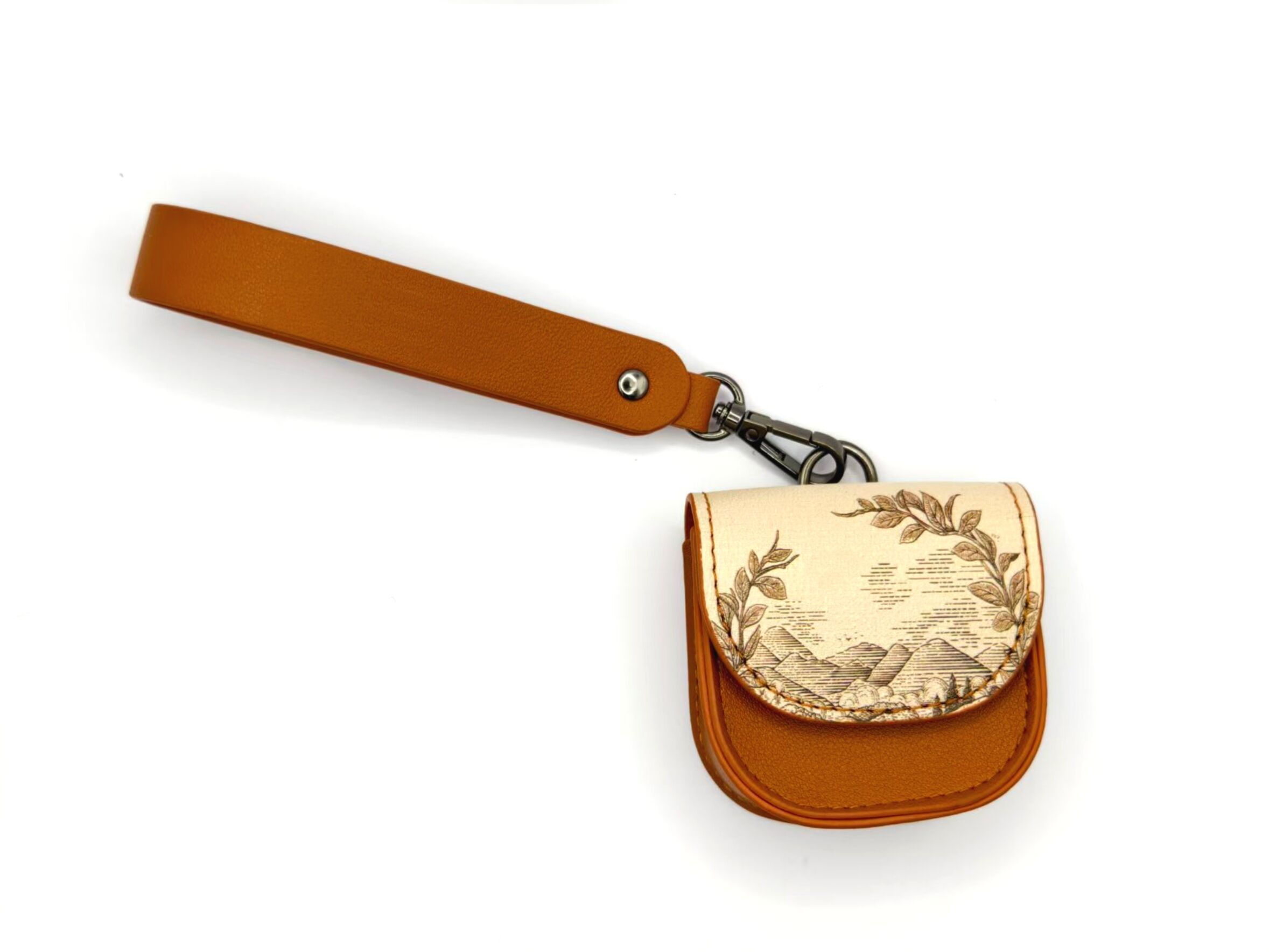 2026 OEM Leather Coin Purse with Wrist Strap - Decorative Pattern Snap Button Small Wallet,Headphone Case