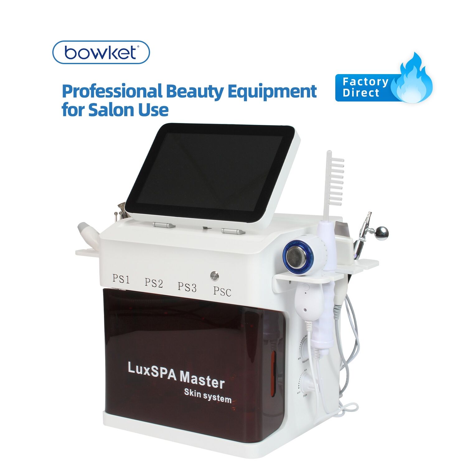 Bowket SPA Master 9-en-1 Jet D'oxygène Soins De La Peau Du Visage Spa 12.1 pouces Écran Tactile 9 Poignées Nettoyage En Profondeur Rajeunissement