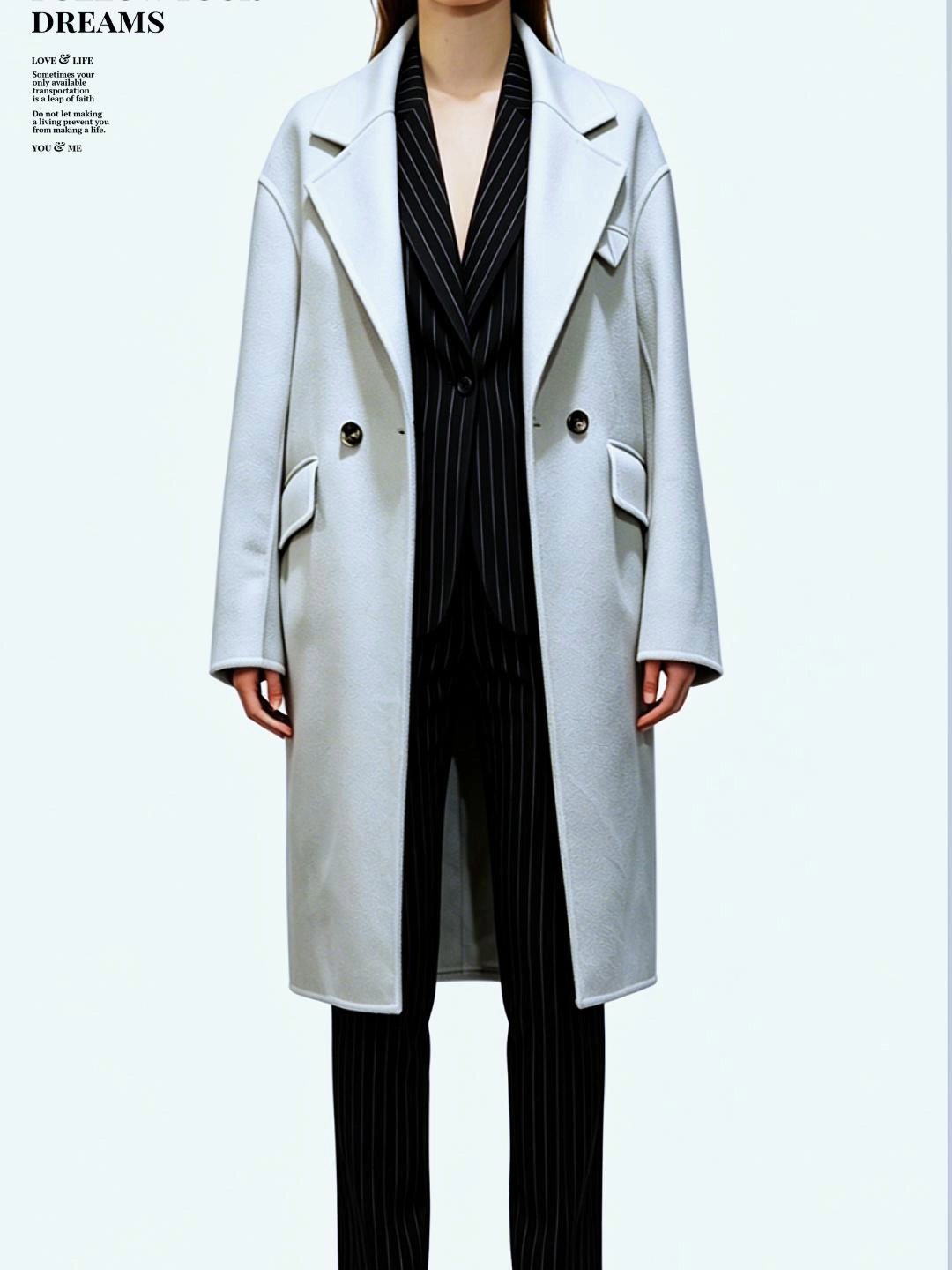 Luxury Winter Clothes Wholesale Customized Double Breast Suit Chest Pocket Ladies Handmade Double Face Wool Coat with Cashmere Fab