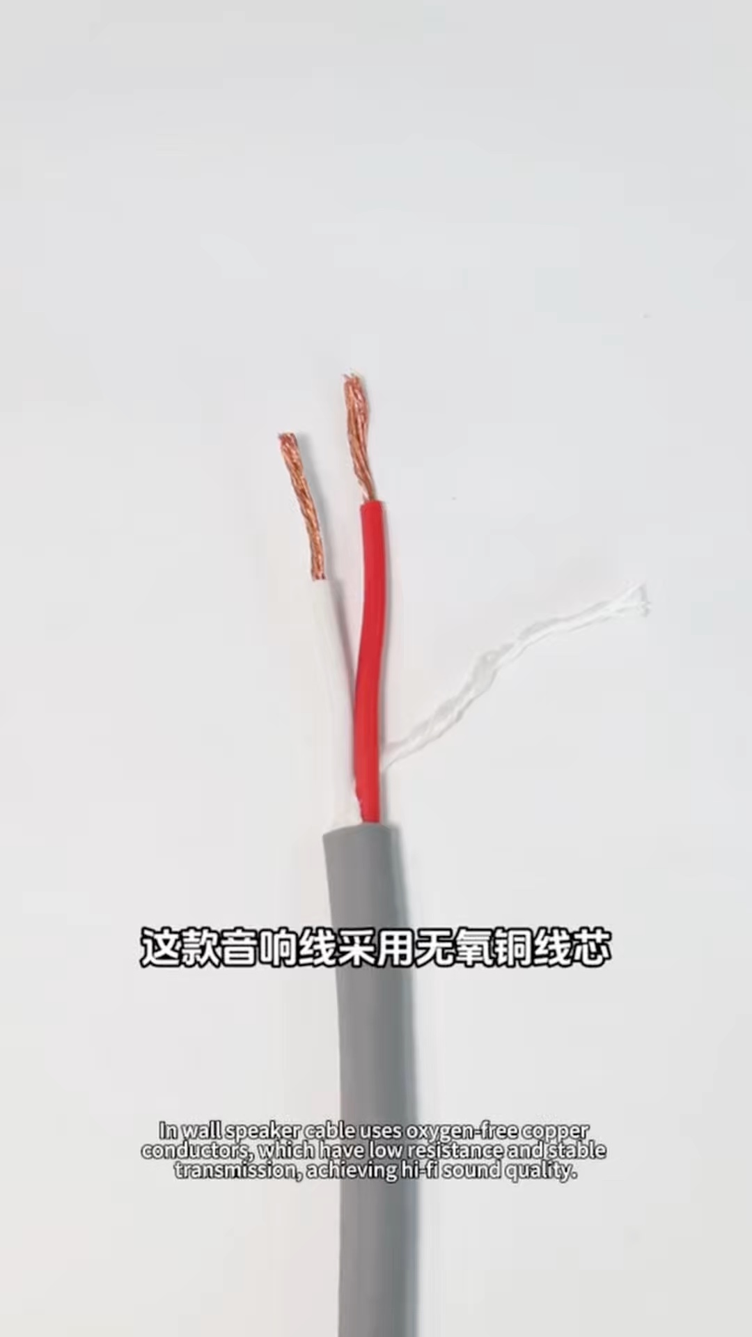 10-22AWG 2 Core Speaker Cable OFC In-Wall Audio LED Stranded Wire Hi-Fi Audio Cable White