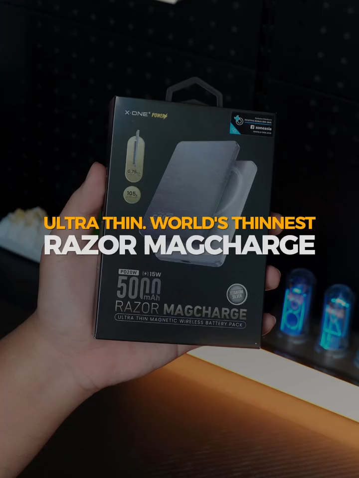 X-ONE New 5000mAH Wireless Extra Thin Power Bank Razor Magcharge 2 15W Fast Charging