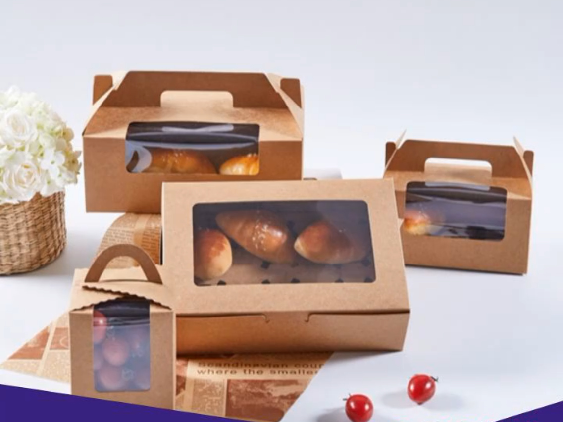 Christmas pastry box with window, suitable for storing biscuits, macarons, muffins, chocolate strawberries, and dessert packaging