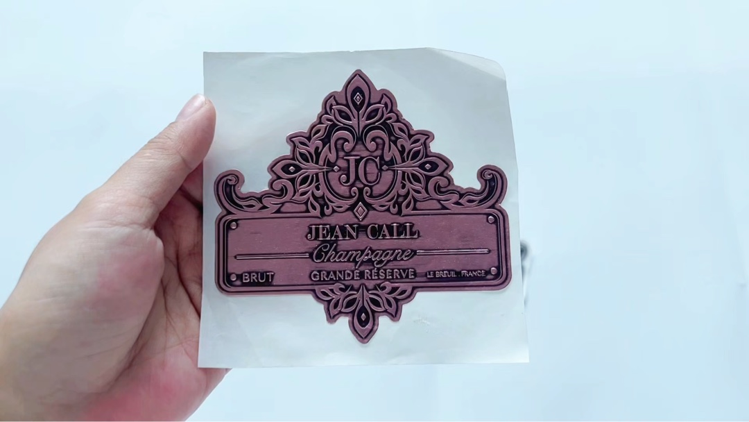 Etiqueta Personalizada para Botella de Champán con Textura Grabada para Envoltura de Vino