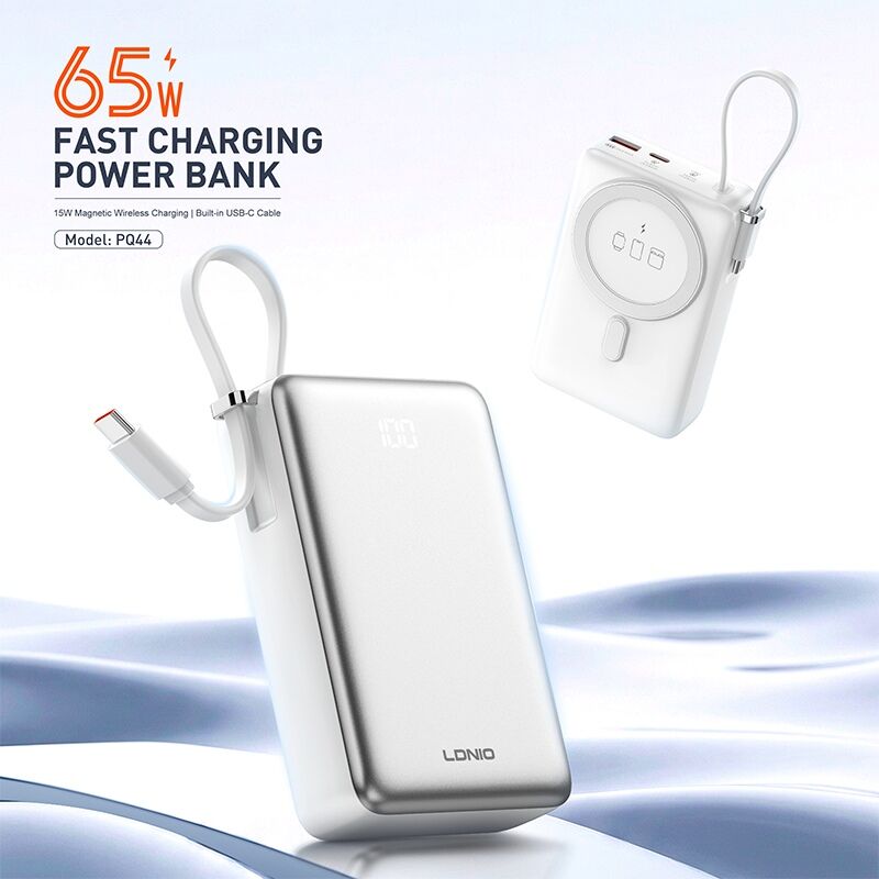 LDNIO PQ44 20000mAh Li-Polymer Power Station 65W PD Fast Charging with LED Digital Display for Laptops and Phones