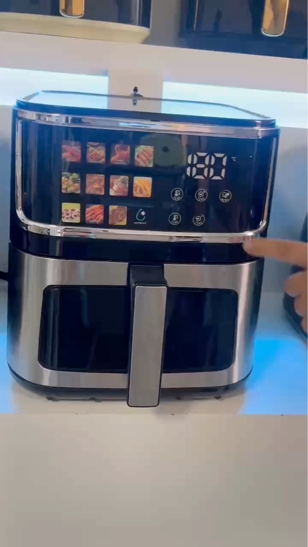 Nuevo diseño del hogar pantalla LCD a color pantalla táctil 8l 9l multifuncional sin aceite freidora de aire digital freidoras de aire de acero inoxidable