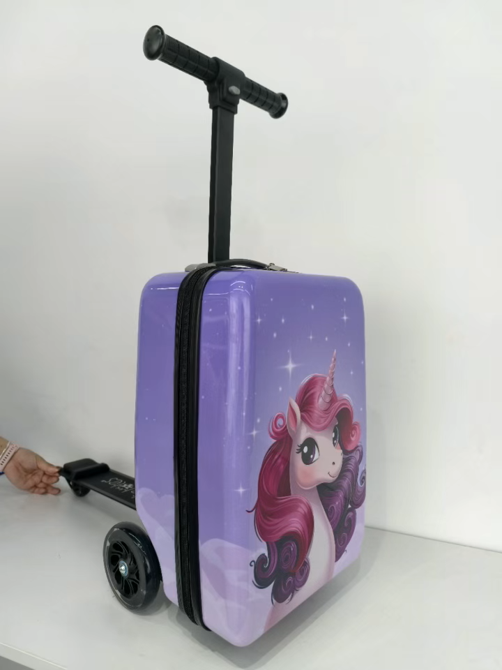Valise Trottinette pour Enfants avec Corps de Bagage Amovible, Guidon Réglable