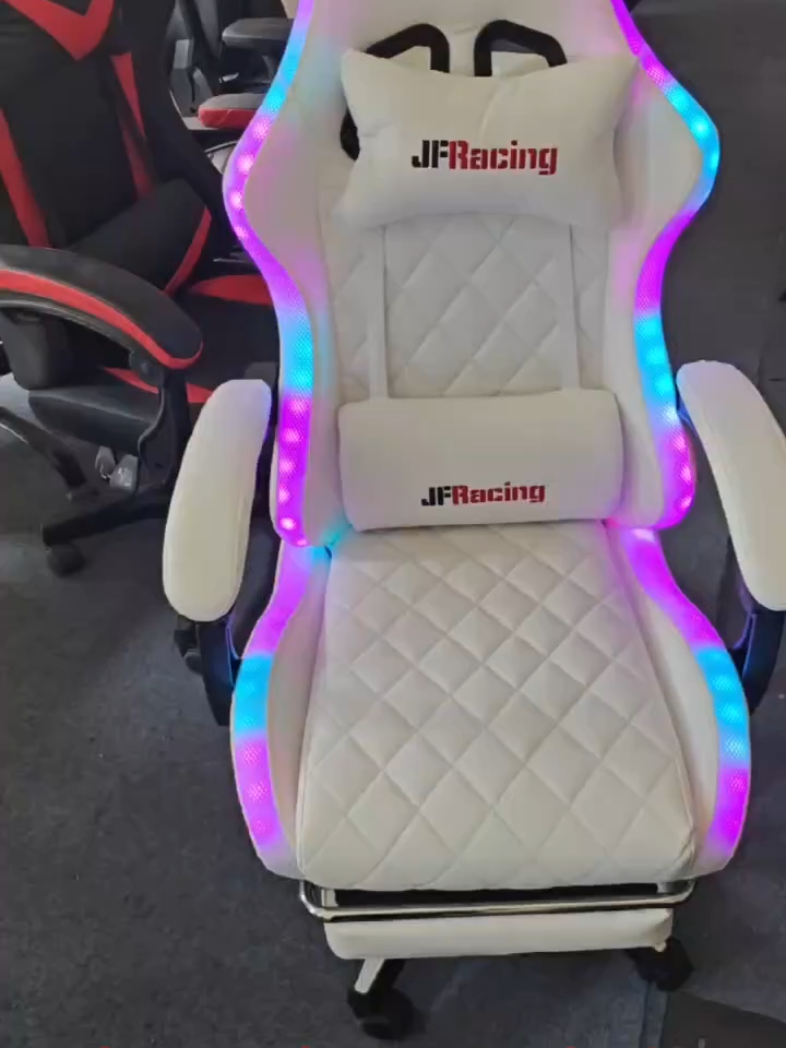 Moderner RGB Design Schwarz PU Leder Drehstuhl Computer Ergonomischer Verstellbarer Gaming Stuhl Für Gamer