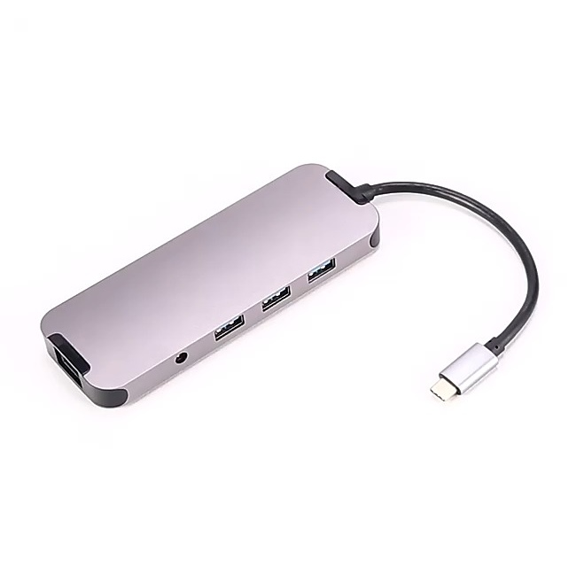 Multiport portable docking station mini sd/sd card reader gigabit ethernet lan type c adapter 4k 30hz hdmi type-c hubs for tablet