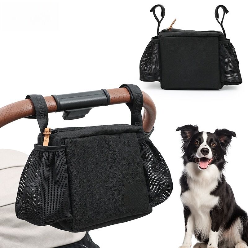 Multi-Pocket Pet Stroller Organizer Bag Portable Outdoor Storage Bag for Pet Stroller Pet Travel Accessory