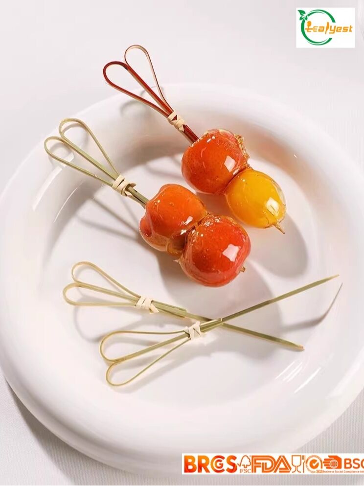 Eco Brochette de bambou coeur jetables pour servir des aliments