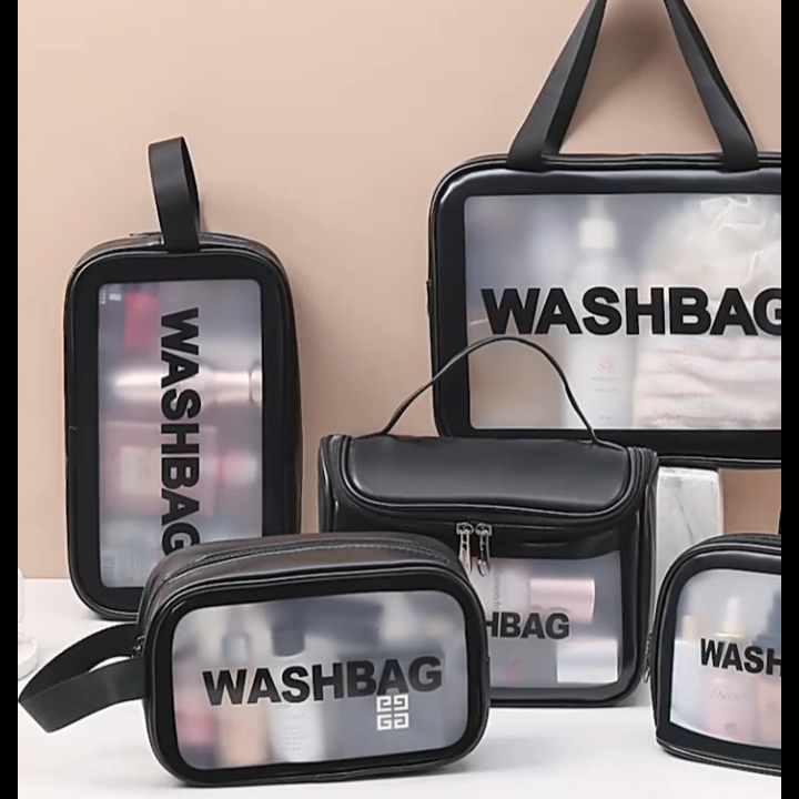 Großhandel Waschtasche Transparent Vinyl Wasserdicht Make-up Beutel Reißverschluss Kosmetiktasche Klar TPU Kulturbeutel mit Griff