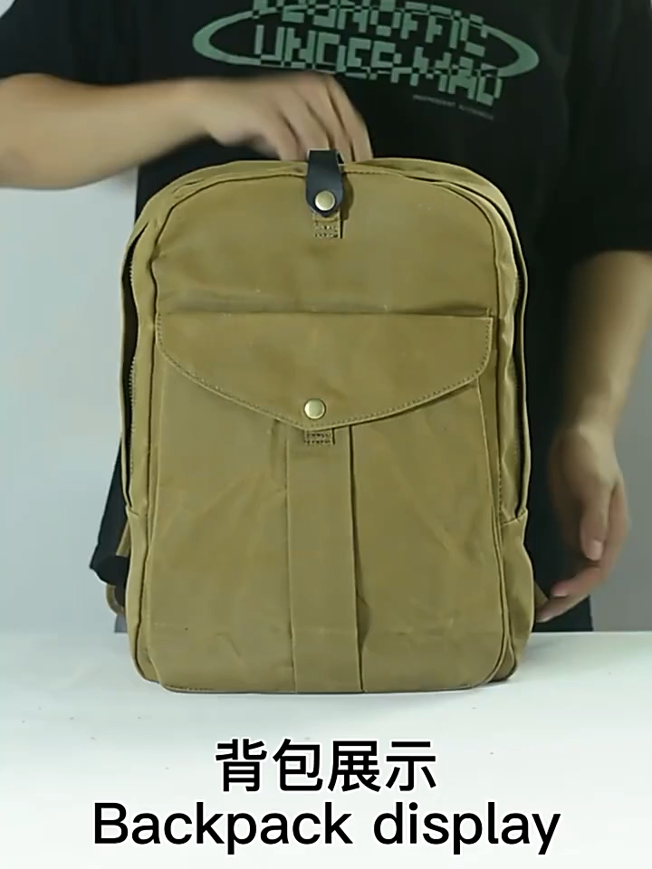 23L Waxed Canvas Backpack Weather-Resistant Tin Cloth, Reinforced Base, Padded 15" Laptop Sleeve, Expandable Pocket