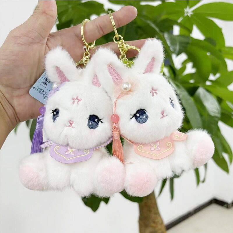 Wholesale cute animal cat bear rabbit plush keychains bag pendants