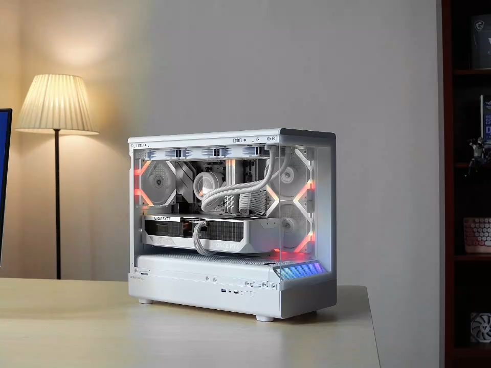 Casing Komputer Gaming Kaca Tempered 3 Sisi Terlaris dengan Pemandangan Laut Asli Mendukung 4 Kipas ARGB PWM dan Pendingin Air CPU 360