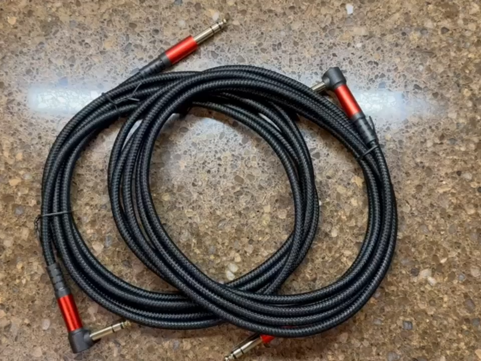 Gold Right Angle Stereo Balanced Jack 6.35mm 1/4" Plugs Cable Lead Guitar Cable