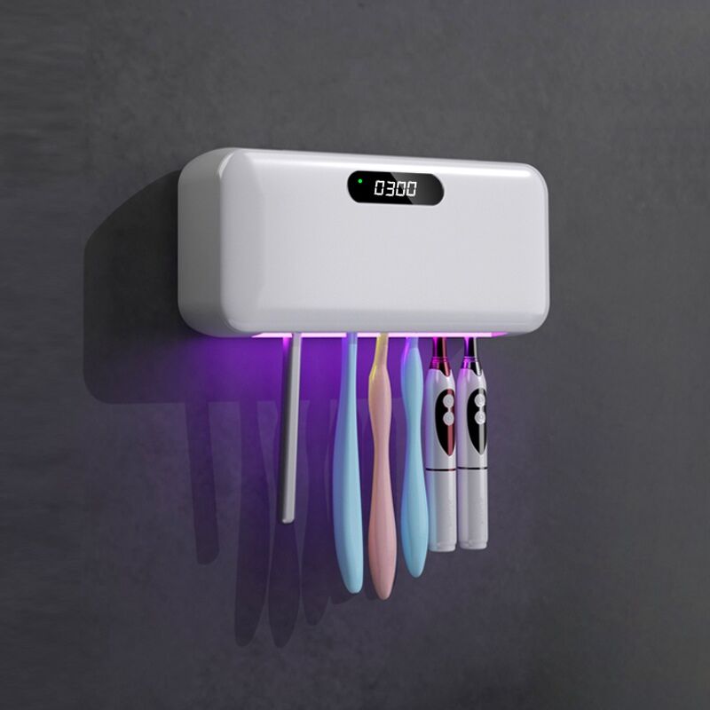 Stérilisateur de Brosse à Dents Familial SIMTIFUL avec LED UVC, Séchage par Chaleur et Ventilateur, Rechargeable 4400mAh, Affichage LED, Montage Mural sans Percage