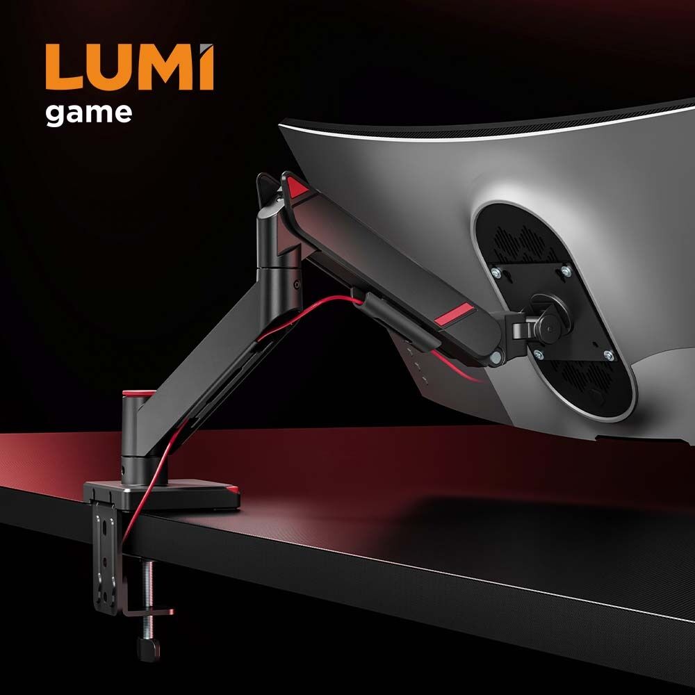 LDT126-C012 Adjustable Gas Spring Single Monitor Arm Desk Clamp Vesa Bracket Mount for 17 to 32 Inch Screen Support Home Game