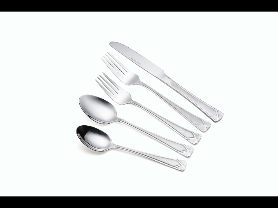 Heiß begehrtes Geschirrset mit Griff für Hotel, Restaurant, Hochzeit, Edelstahl-Bestecksets, Messer, Löffel