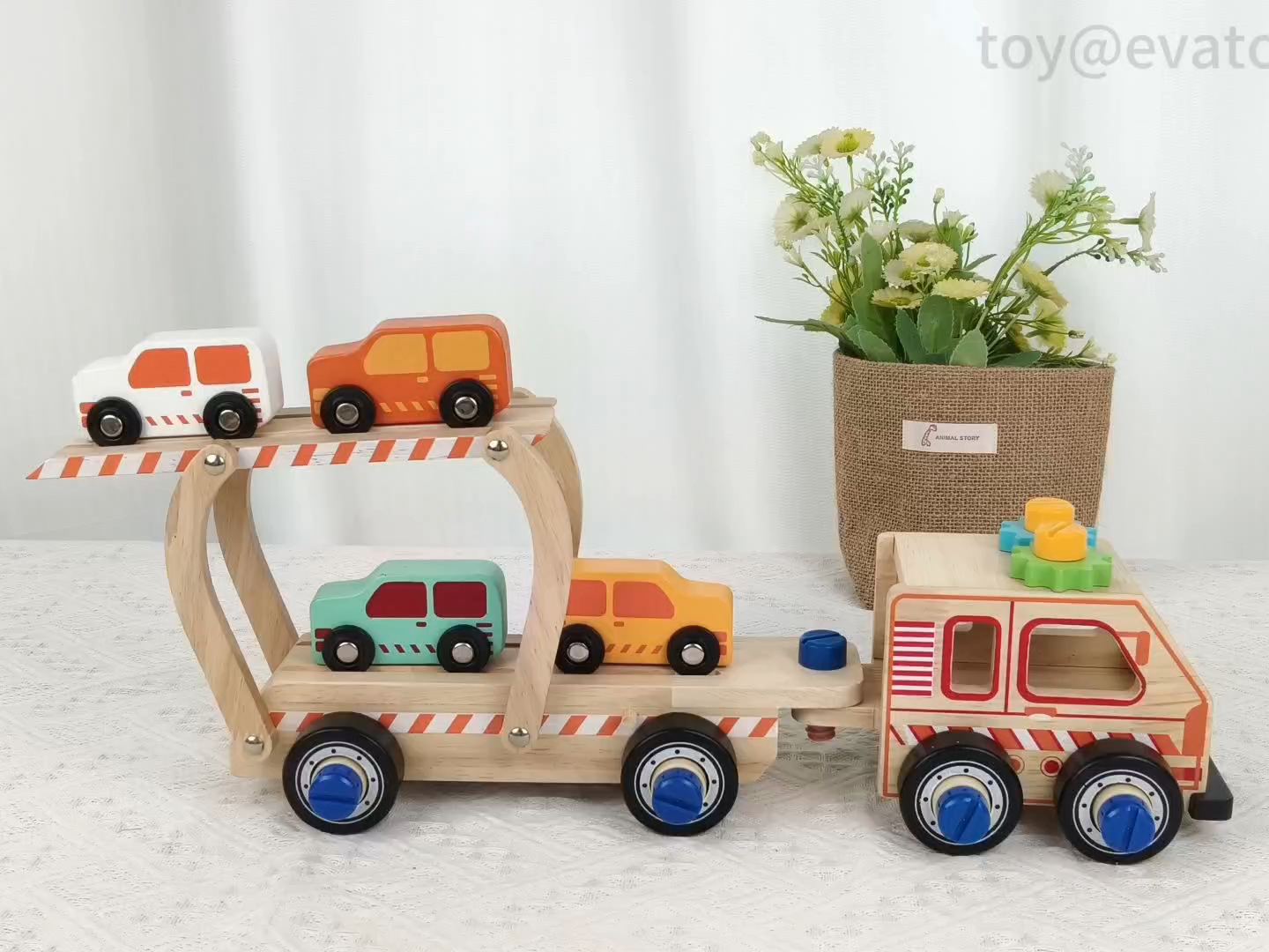 Camion de Pompier en Bois avec Écrous 2025 - Jeu de Véhicule à Visser pour Tout-Petits avec Pompiers et Outils, Blocs de Construction pour Jeu de Rôle W04A679