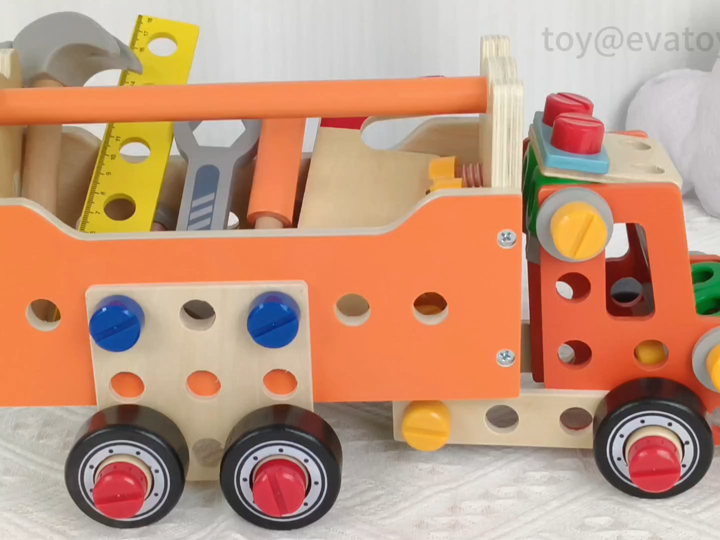 Juego de Camión de Herramientas de Madera STEM Educativo Personalizable para Niños Mayores de 3 Años W03C062