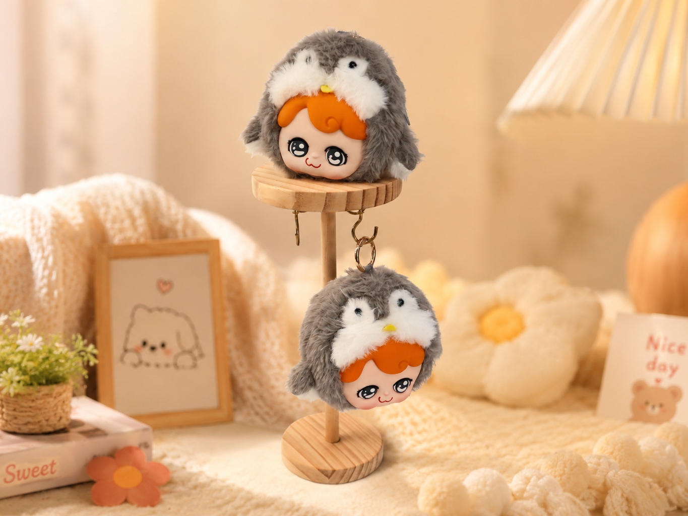 Creative Cartoon Character Plush Plant Comforter Soft Novelty Stuffed Toy for Home Decor