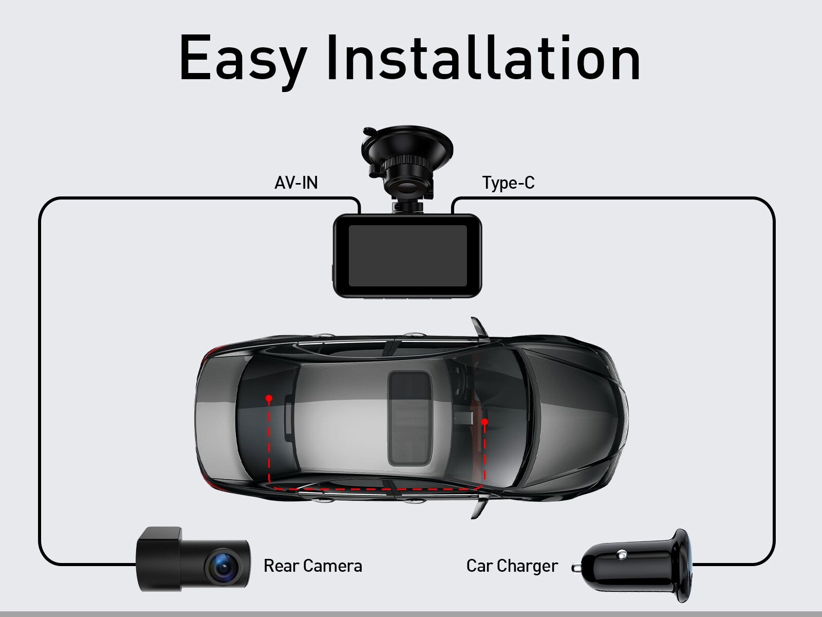 Bestseller Dashcam Hersteller 4K Auflösung mit G-Sensor, Parkmonitor, Loop-Aufnahme, Triple-Lens, WiFi & GPS Unterstützung